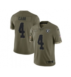 Men's Las Vegas Raiders #4 Derek Carr 2022 Olive Salute To Service Limited Stitched Jersey