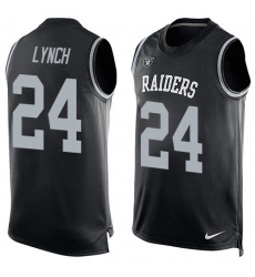 Men's Nike Oakland Raiders #24 Marshawn Lynch Limited Black Player Name & Number Tank Top NFL Jersey