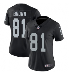 Women's Nike Oakland Raiders #81 Tim Brown Black Team Color Vapor Untouchable Limited Player NFL Jersey