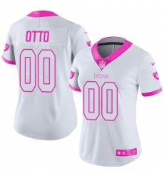 Women's Nike Oakland Raiders #00 Jim Otto Limited White/Pink Rush Fashion NFL Jersey