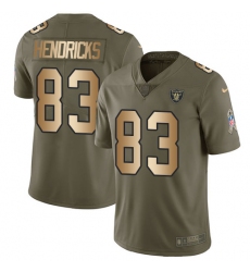 Youth Nike Oakland Raiders #83 Ted Hendricks Limited Olive/Gold 2017 Salute to Service NFL Jersey