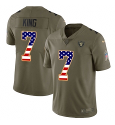 Men's Nike Oakland Raiders #7 Marquette King Limited Olive/USA Flag 2017 Salute to Service NFL Jersey