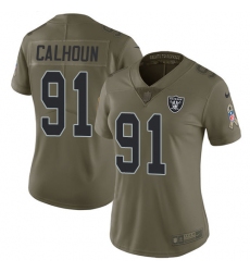Women's Nike Oakland Raiders #91 Shilique Calhoun Limited Olive 2017 Salute to Service NFL Jersey