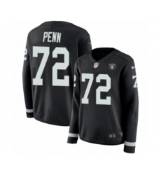 Women's Nike Oakland Raiders #72 Donald Penn Limited Black Therma Long Sleeve NFL Jersey