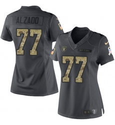 Women's Nike Oakland Raiders #77 Lyle Alzado Limited Black 2016 Salute to Service NFL Jersey