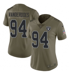 Women's Nike Oakland Raiders #94 Eddie Vanderdoes Limited Olive 2017 Salute to Service NFL Jersey