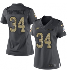 Women's Nike Philadelphia Eagles #34 Donnel Pumphrey Limited Black 2016 Salute to Service NFL Jersey