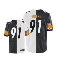 Men's Nike Pittsburgh Steelers #91 Kevin Greene Elite Black/White Split Fashion NFL Jersey