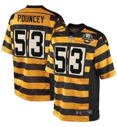 Men's Nike Pittsburgh Steelers #53 Maurkice Pouncey Game Yellow/Black Alternate 80TH Anniversary Throwback NFL Jersey
