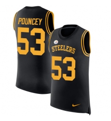 Men's Nike Pittsburgh Steelers #53 Maurkice Pouncey Limited Black Rush Player Name & Number Tank Top NFL Jersey