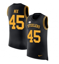 Men's Nike Pittsburgh Steelers #45 Roosevelt Nix Limited Black Rush Player Name & Number Tank Top NFL Jersey