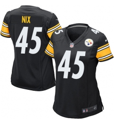 Women's Nike Pittsburgh Steelers #45 Roosevelt Nix Game Black Team Color NFL Jersey