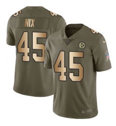 Youth Nike Pittsburgh Steelers #45 Roosevelt Nix Limited Olive/Gold 2017 Salute to Service NFL Jersey