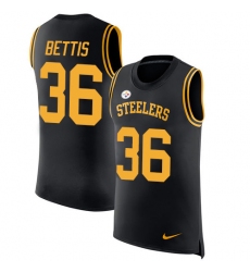 Men's Nike Pittsburgh Steelers #36 Jerome Bettis Limited Black Rush Player Name & Number Tank Top NFL Jersey