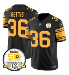 Men's Pittsburgh Steelers #36 Jerome Bettis Black 2024 F U S E 50th Anniversary Of Super Bowl IX Color Rush Limited Stitched Jersey