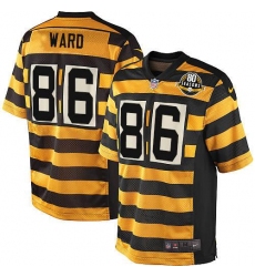 Men's Nike Pittsburgh Steelers #86 Hines Ward Game Yellow/Black Alternate 80TH Anniversary Throwback NFL Jersey