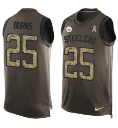 Men's Nike Pittsburgh Steelers #25 Artie Burns Limited Green Salute to Service Tank Top NFL Jersey