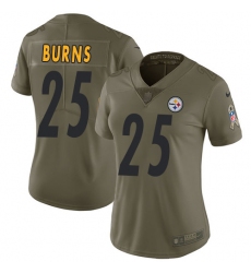 Women's Nike Pittsburgh Steelers #25 Artie Burns Limited Olive 2017 Salute to Service NFL Jersey