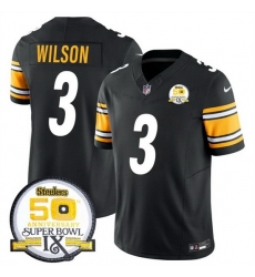 Men's Pittsburgh Steelers #3 Russell Wilson Black 2024 F U S E 50th Anniversary Of Super Bowl IX Alternate Vapor Untouchable Limited Stitched Jersey