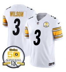 Men's Pittsburgh Steelers #3 Russell Wilson White 2024 F U S E 50th Anniversary Of Super Bowl IX Alternate Vapor Untouchable Limited Stitched Jersey