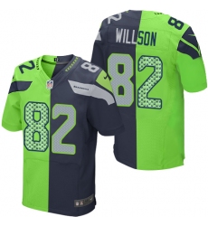 Men's Nike Seattle Seahawks #82 Luke Willson Elite Navy/Green Split Fashion NFL Jersey
