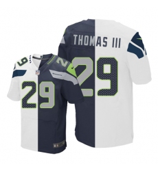 Men's Nike Seattle Seahawks #29 Earl Thomas III Elite Navy/White Split Fashion NFL Jersey