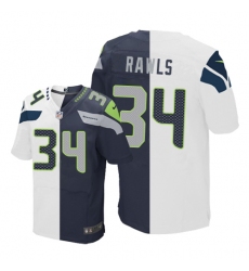 Men's Nike Seattle Seahawks #34 Thomas Rawls Elite Navy/White Split Fashion NFL Jersey