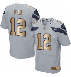 Men's Nike Seattle Seahawks 12th Fan Elite Grey/Gold Alternate NFL Jersey