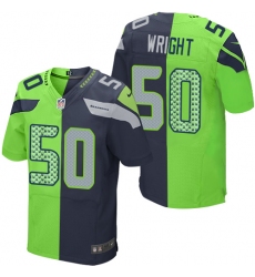 Men's Nike Seattle Seahawks #50 K.J. Wright Elite Navy/Green Split Fashion NFL Jersey