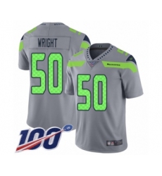Men's Seattle Seahawks #50 K.J. Wright Limited Silver Inverted Legend 100th Season Football Jersey