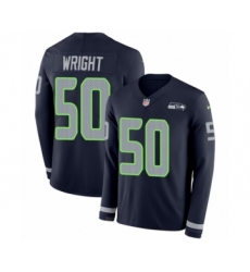 Youth Nike Seattle Seahawks #50 K.J. Wright Limited Navy Blue Therma Long Sleeve NFL Jersey
