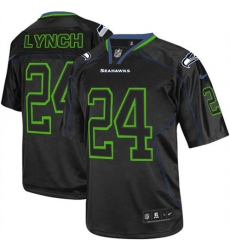 Youth Nike Seattle Seahawks #24 Marshawn Lynch Elite Lights Out Black NFL Jersey