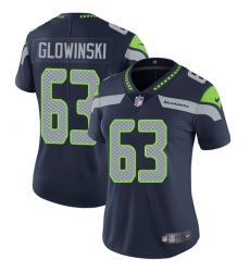 Women's Nike Seattle Seahawks #63 Mark Glowinski Steel Blue Team Color Vapor Untouchable Limited Player NFL Jersey