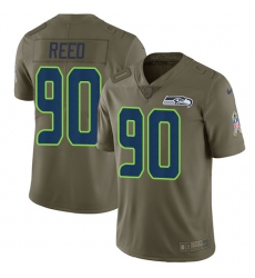 Youth Nike Seattle Seahawks #90 Jarran Reed Limited Olive 2017 Salute to Service NFL Jersey