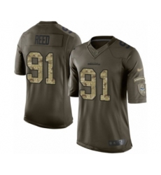 Youth Seattle Seahawks #91 Jarran Reed Elite Green Salute to Service Football Jersey