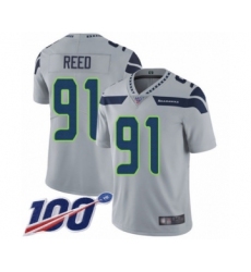 Youth Seattle Seahawks #91 Jarran Reed Grey Alternate Vapor Untouchable Limited Player 100th Season Football Jersey
