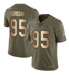 Youth Nike Seattle Seahawks #95 Dion Jordan Limited Olive/Gold 2017 Salute to Service NFL Jersey