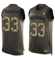 Men's Nike Seattle Seahawks #33 Tedric Thompson Limited Green Salute to Service Tank Top NFL Jersey