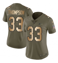 Women's Nike Seattle Seahawks #33 Tedric Thompson Limited Olive/Gold 2017 Salute to Service NFL Jersey