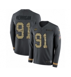 Youth Nike Washington Redskins #91 Ryan Kerrigan Limited Black Salute to Service Therma Long Sleeve NFL Jersey