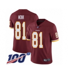 Men's Washington Redskins #81 Art Monk Burgundy Red Team Color Vapor Untouchable Limited Player 100th Season Football Jersey