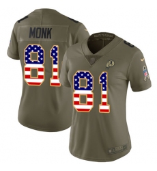 Women's Nike Washington Redskins #81 Art Monk Limited Olive/USA Flag 2017 Salute to Service NFL Jersey