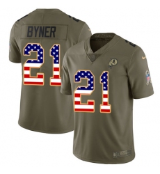 Youth Nike Washington Redskins #21 Earnest Byner Limited Olive/USA Flag 2017 Salute to Service NFL Jersey