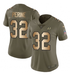 Women's Nike Washington Redskins #32 Samaje Perine Limited Olive/Gold 2017 Salute to Service NFL Jersey