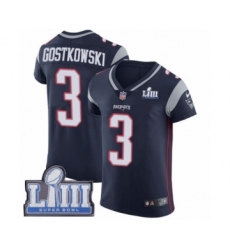 Men's Nike New England Patriots #3 Stephen Gostkowski Navy Blue Team Color Vapor Untouchable Elite Player Super Bowl LIII Bound NFL Jersey