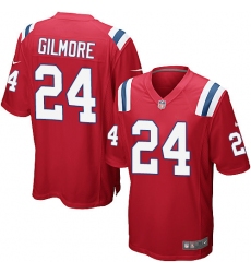 Men's Nike New England Patriots #24 Stephon Gilmore Game Red Alternate NFL Jersey