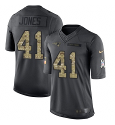 Men's Nike New England Patriots #41 Cyrus Jones Limited Black 2016 Salute to Service NFL Jersey