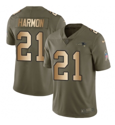 Men's Nike New England Patriots #21 Duron Harmon Limited Olive Gold 2017 Salute to Service NFL Jersey