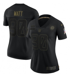 Women's Pittsburgh Steelers #90 T. J. Watt Black Nike 2020 Salute To Service Limited Jersey