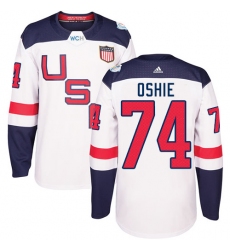 Youth Adidas Team USA #74 T. J. Oshie Premier White Home 2016 World Cup Ice Hockey Jersey